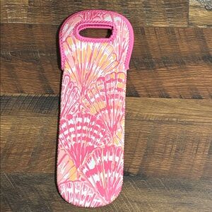 Lilly Pulitzer Hot Pink Neoprene Wine Bottle Sleeve Sea Shell Wine Koozie